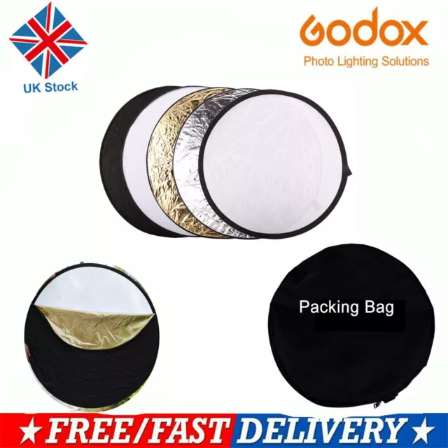 UK 5 in1 110cm 43" Light Diffuser Round Reflector Disc For photography+Carry Bag