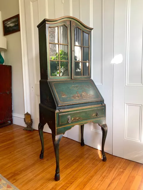 Georgian Style Painted Chinoiserie Secretary Desk