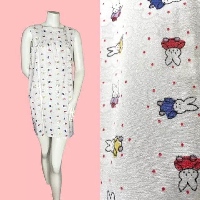 Handmade Bunny Print Kawaii Nightgown Sleeveless Cute Pjs Pajamas