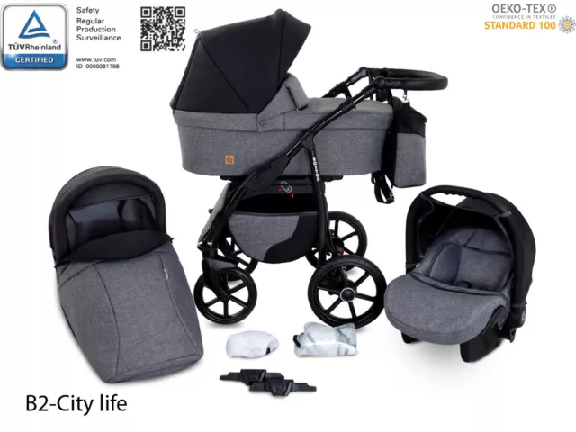 GaGaDumi Boston Passeggino TRIO baby Carrozzina Trio Seggioliono Certificato TÜV 3