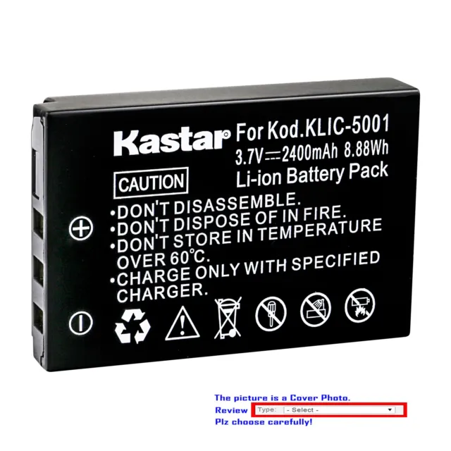 Kastar Replacement Battery for Genuine Kodak KLIC-5001 & OEM Sanyo DB-L50