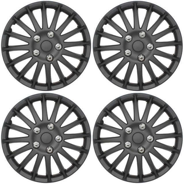 Lightening Black 14" Car Wheel Trims Hub Caps Plastic Covers Universal (4Pcs)