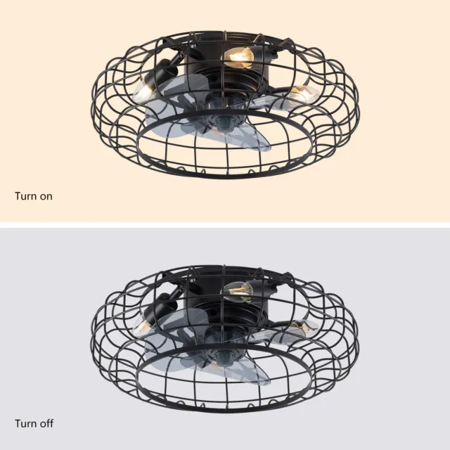 Hot Sell Industrial Ceiling Fan Light, Bladeless Caged Ceiling Fan with Lights