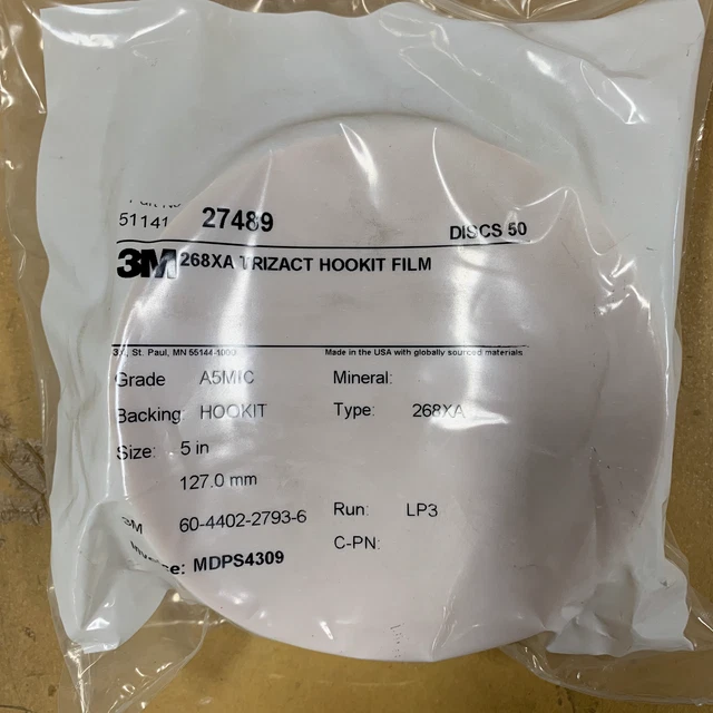 3M 268XA TRIZACT HOOKIT FILM 5" Grade: A5MIC Lot of 500 discs