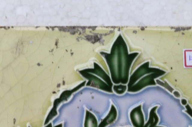 Vintage Tile Art Nouveau Majolica Yellow Flower Design Architecture Tile Nh4411 7