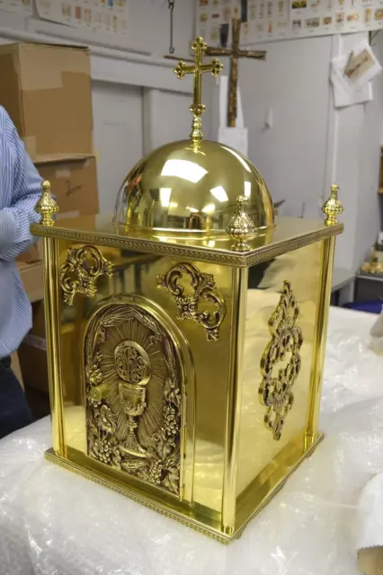 + Beautiful New Sturdy Bronze Church Tabernacle, Chalice on Door + (AHB-601S) +