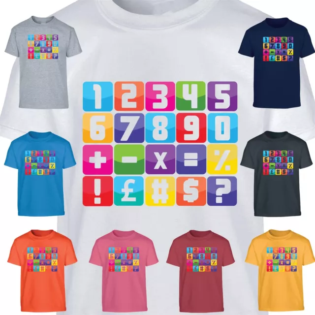 Kids Boys Girls Number Day 2024 Maths Day School Event Math Symbol T-Shirt
