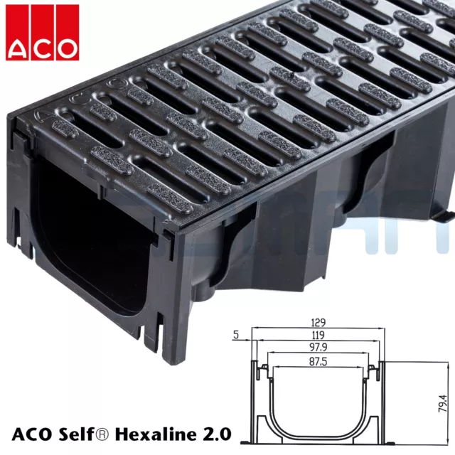 ACO Self Hexaline 2.0 Entwässerungsrinne aus Kunststoff mit Microgrip SET L-100