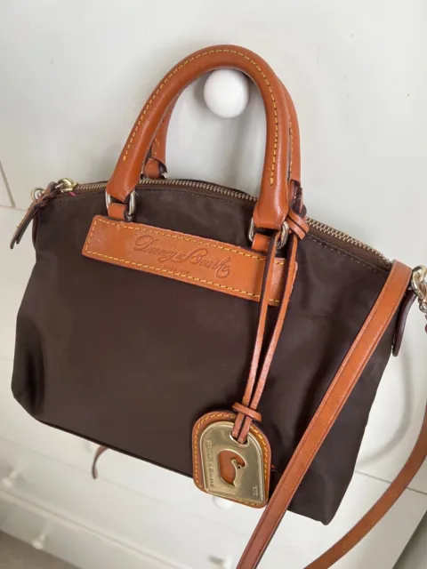 Dooney Bourke Brown Mini Nylon Crossbody Bag with Top Leather Handle Pre-owned