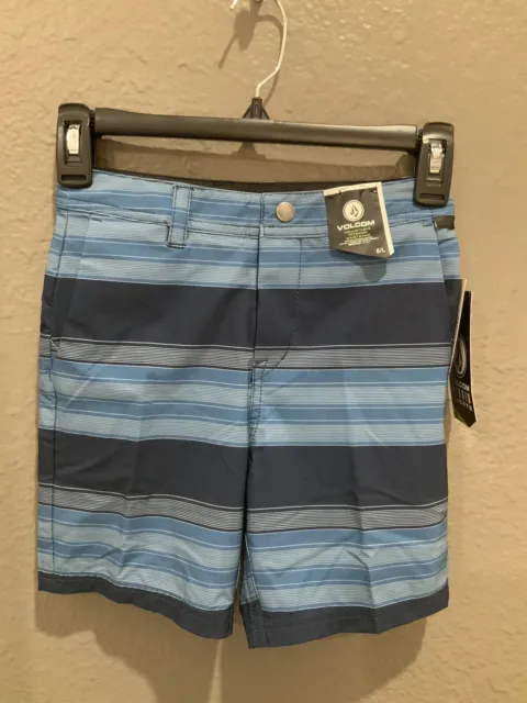 VOLCOM BOYS Hybrid Shorts Blue Stripes Size 6 NWT