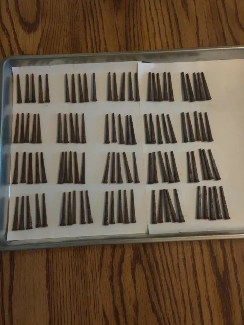100 Antique Steel Square Cut Head Nails Rusty Lot Original Vintage Spikes