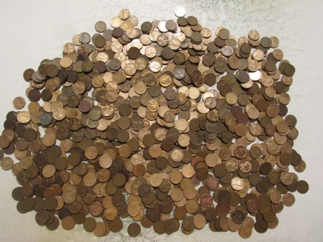 1000 Lincoln Wheat Cents From The 40's & 50's Common Date P & D  6 pounds 14 oz