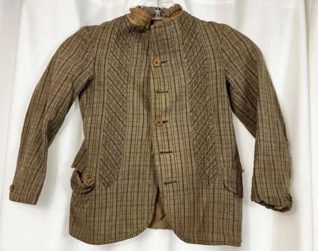 Antique Victorian Boy Youth Sack Coat Jacket Temple Clothing Co. Tweed