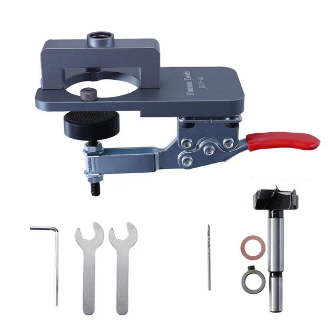 Woodworking Hole Drilling Guide Locator 35mm Hinge Boring with Fixture Aluminum.
