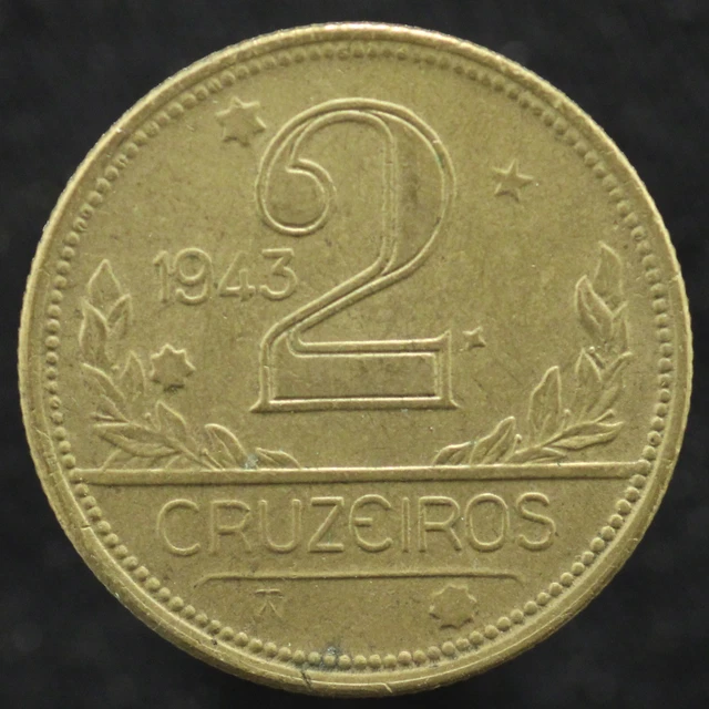 1945 Brazil 2 Cruzeiros coin - KM# 559 - FREE SHIPPING (F243)