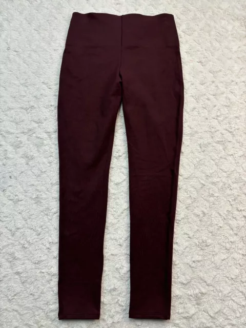 SPANX Essential Leggings Womens Medium Stretch Tummy Control Pants Burgundy 2