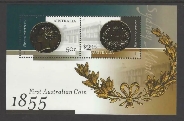 Mint 2005 First Australian Coin 1855 Stamp Mini Sheet