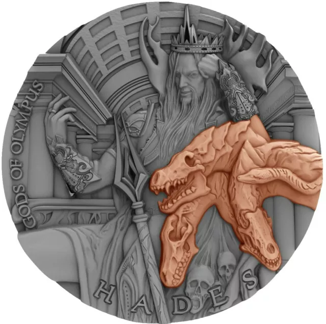 2018 $5 Niue Gods Of Olympus HADES Antique Finish 2 Oz Silver Coin WITH COA # 2