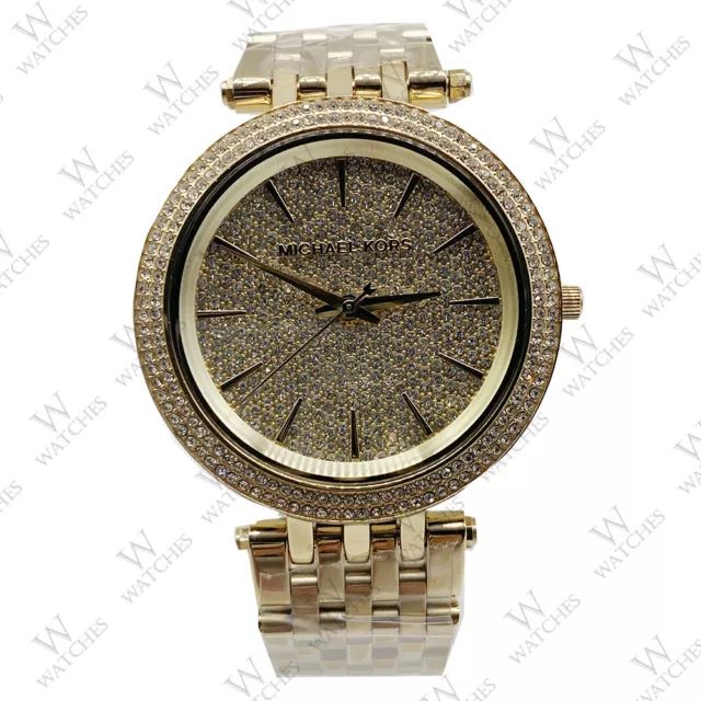 New Michael Kors MK3438 Ladies Darci Gold Tone Stainless Steel Glitz Dial Watch