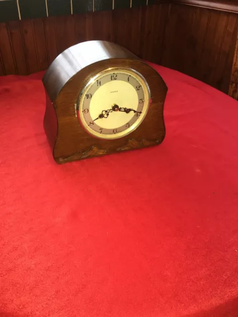 Mantle Clock: A Vintage Perival British Made Clock Case Converted To Quartz