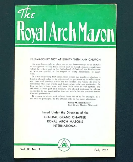 1967 The Royal Arch Mason Magazine Freemasonry American Football Player List