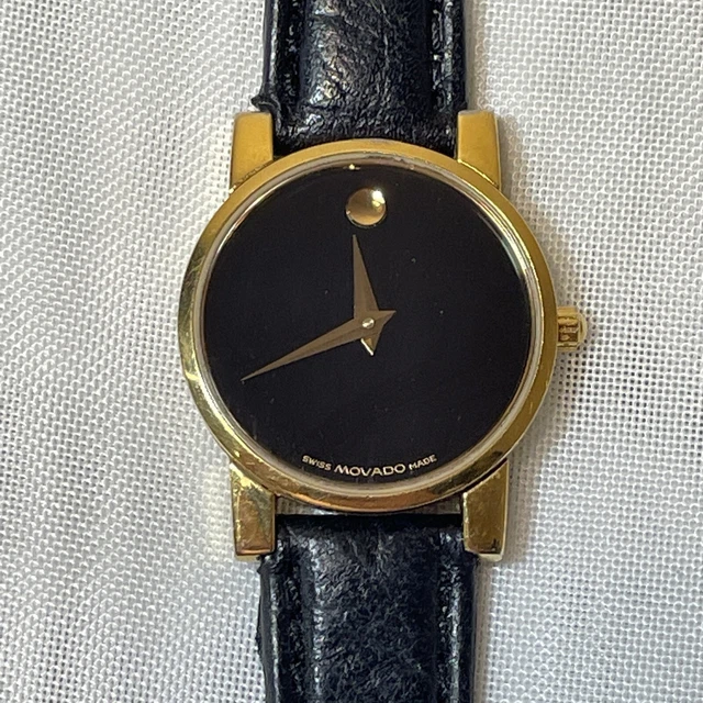 Vintage Movado 87.A1.845  Quartz Wristwatch Black Museum Dial Two Tone Ladies 9