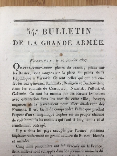 Affiche Ancienne 1809 - Cinquième Bulletin De L'Armée D'Allemagne - 55 X 43 Cm - Occasion Authentique
