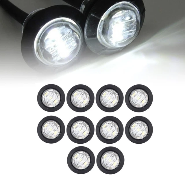 10x 3/4" Round LED Bullet Boat Truck Trailer Side Marker License Light White EAH