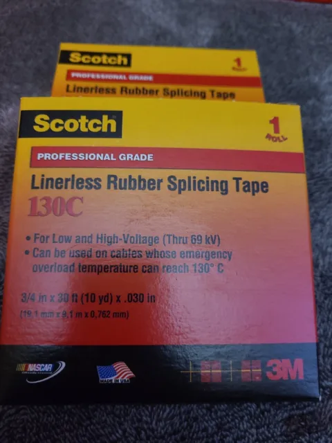 Lot of 2 3M Scotch Professional Grade Linerless Rubber Splicing Tape 130C (C1)