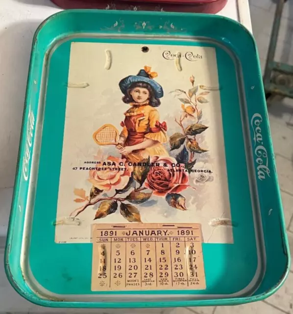 3 pezzi Vassoio COCA COLA in latta Metallo collezione vintage donne calendario