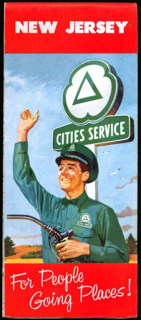 Cities Service Gasoline Road Map New Jersey 1959