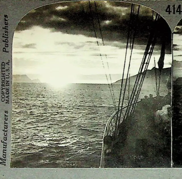 Midnight Sun North Cape Lapland Norway Photograph Keystone Stereoview Card