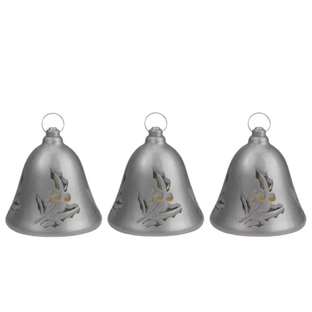 Northlight 3 Musical Lighted Silver Bells Christmas Decorations, 6.5-Inches