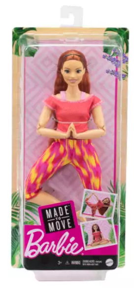 MATTEL BARBIE Made to Move Doll Red Hair Flexible Yoga Doll 2020