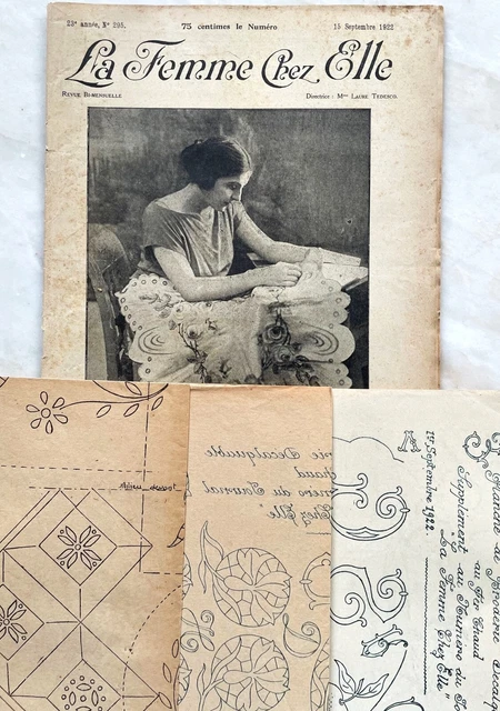 6 REVUES LA femme chez elle 1911 avec suppléments calques broderie mode