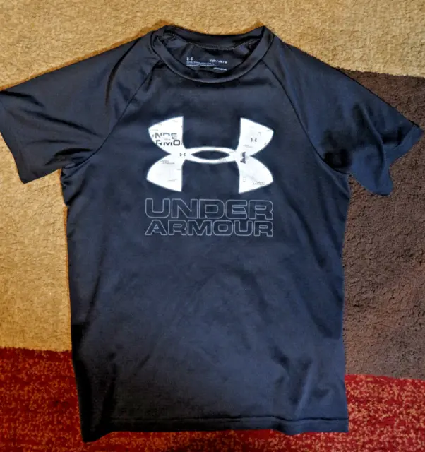 Under Armour Black UA Tech Logo Fill short Sleeve Activewear T-Shirt Boys Size M