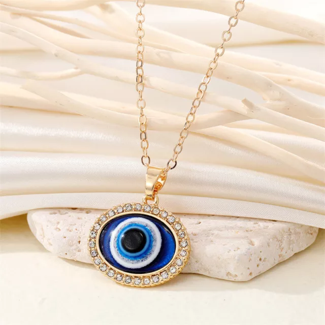Blessing Evil Eye Necklace Pendant Crystal Clavicle Chain Women Lucky Jewelry