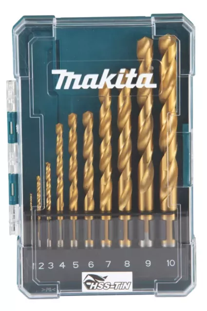 Genuine Makita Hss-Tin Drill Bit Economy Set 10 Piece D-72849