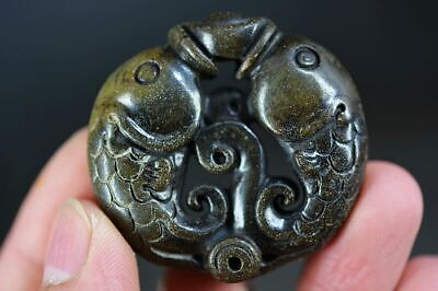 Exquisite Chinese Old Jade Hand Carved *Fish* Pendant Z15