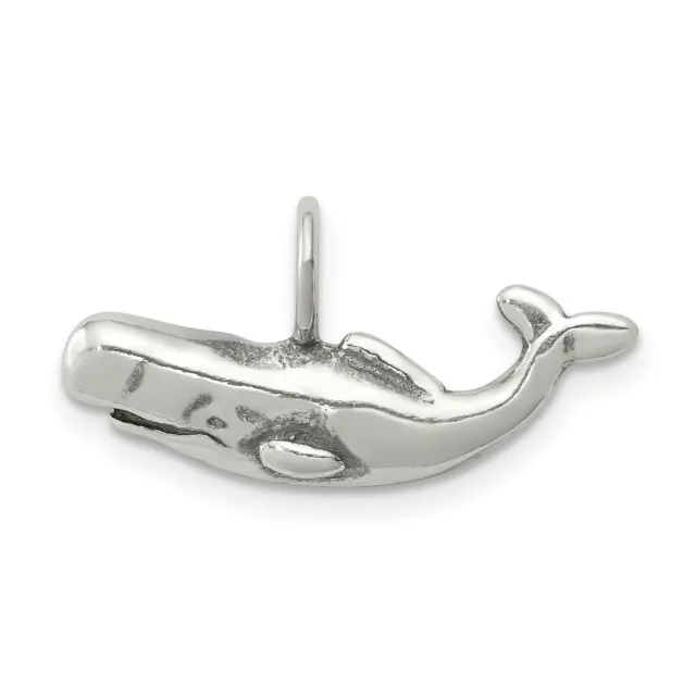 Open-Back Sperm Whale Pendant in Antiqued 925 Sterling Silver
