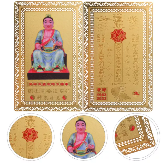 2 Pcs Buddha-Amulett Reichtums-Glückskarte Tai-Sui-Karte Glückskarten Gold Mini