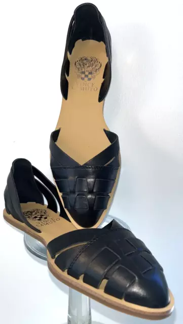 Vince Camuto Leather Flats Sandals Womens Size 6 Reta D'Orsay Woven Design EU 37