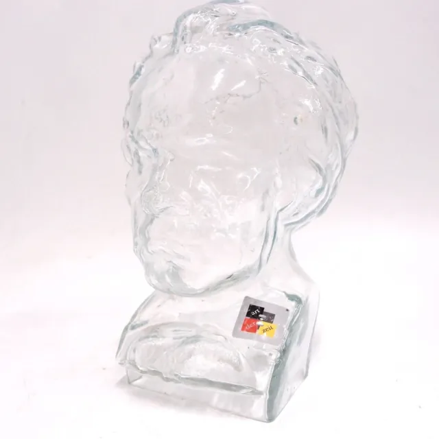 Glaskopf Beethoven Glas klar 26 cm Perückenkopf Figur Hut Kopfhörerhalter Mütze