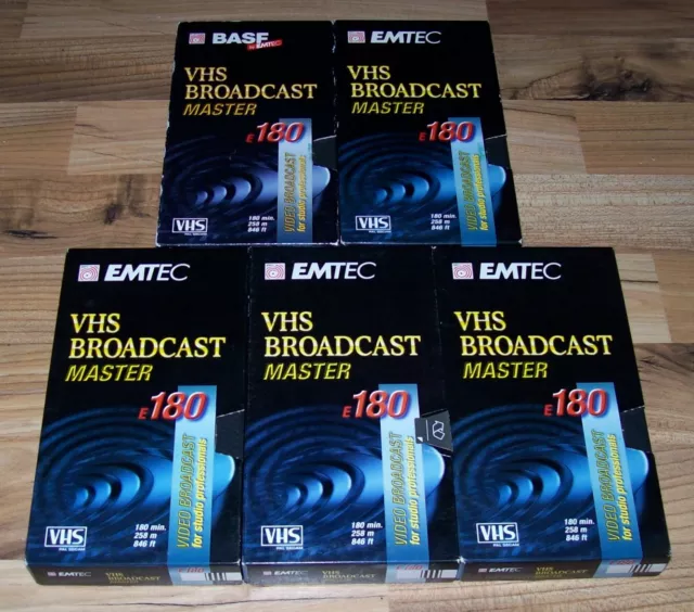 5 EMTEC BASF BROADCAST MASTER E-180 PROFESSIONAL VHS Video-Kassetten PROFI-TAPES