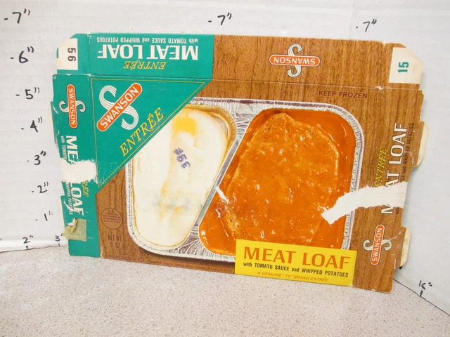 SWANSON TV DINNER entree box MEAT LOAF mashed potato 1973 frozen food DAM