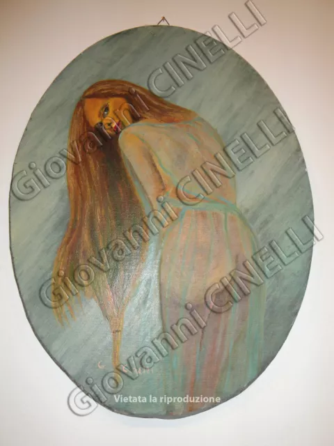 Quadro nudo di donna VENUS ovale olio su tela 29,5x39cm Art Giovanni Cinelli 2