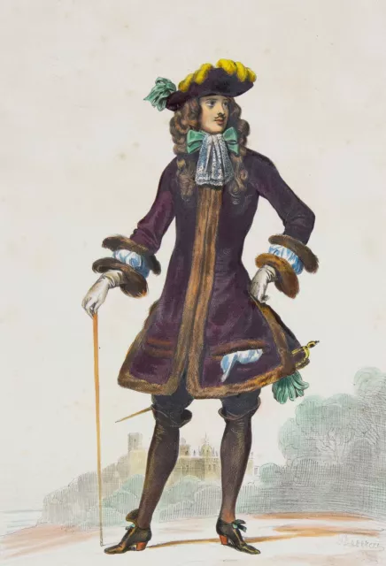 ACHILLE DEVÉRIA - Seigneur du Temps de Louis XIV. - Mode & Kostüm, Litho um 1840