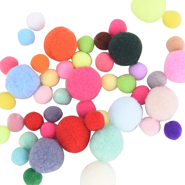 100 pcs DIY Crafts Colourful Mini Fluffy Pom poms Ball Felt 10mm 20mm HKC B-LN
