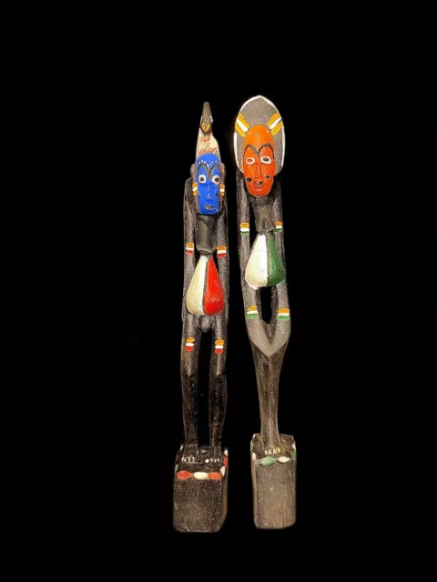 African 2 tribal old tribal used african fang statue - gabon, Liberia- 2212