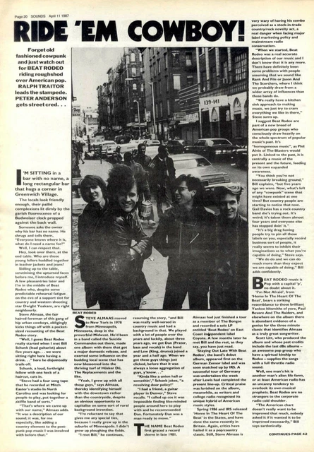 11/4/87PT20/42 ARTICLE & Picture. Beat Rodeo £5.00 - PicClick UK